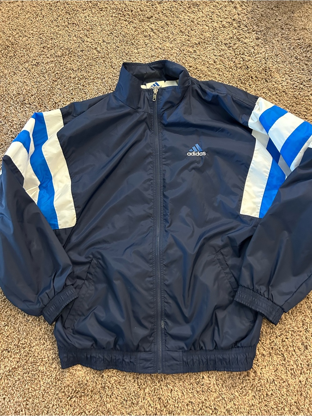 VTG vintage xl adidas blue striped windbreaker men’s